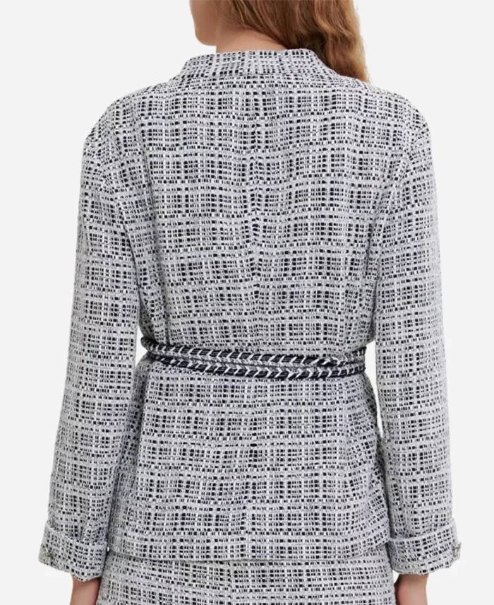 Wendy Moniz TV Series Yellowstone S05 Lynelle Perry Grey Tweed Belted Jacket