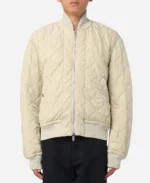 Brad-Pitt-F1-2025-Sonny-Hayes-Off-White-Quilted-Bomber-Jacket