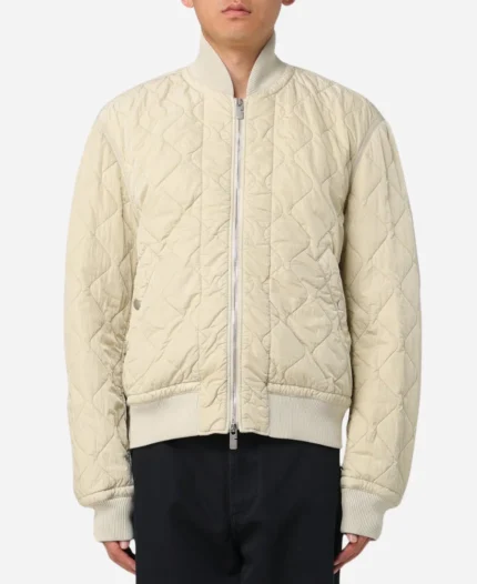 Brad-Pitt-F1-2025-Sonny-Hayes-Off-White-Quilted-Bomber-Jacket