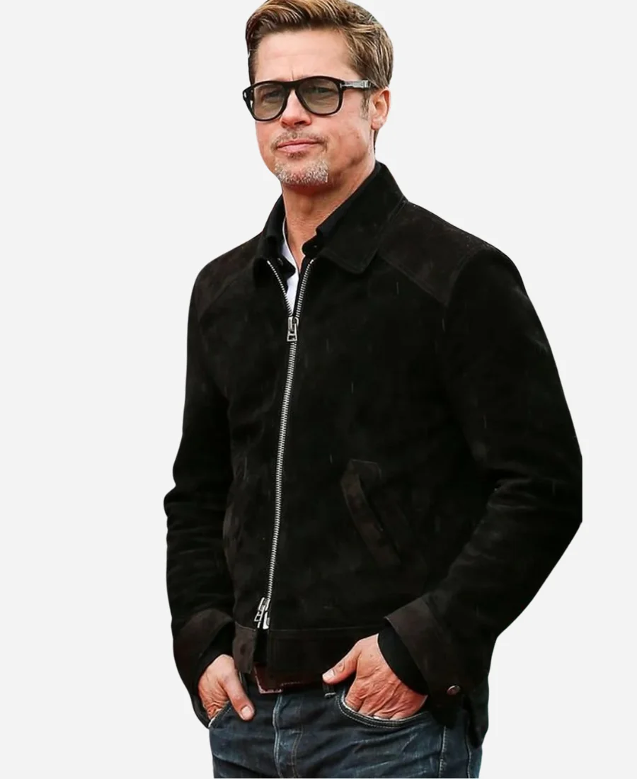 Brad-Pitt-Movie-F1-2025-Sonny-Hayes-Black-Suede-Leather-Jacket