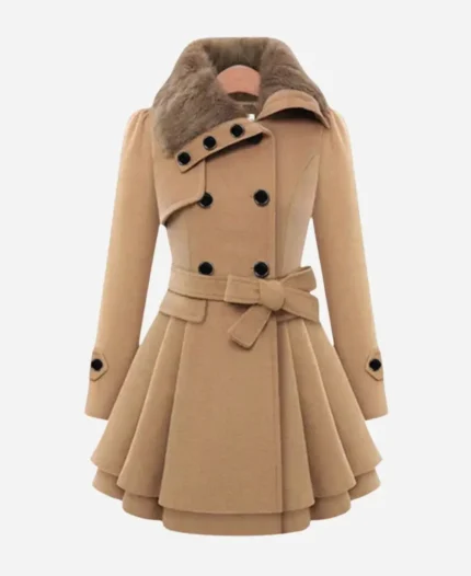 Classic-Women-Khaki-Fur-Peacoat