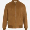 Dominic-Sherwood-Movie-Haunted-Wedding-2024-Suede-Leather-Bomber-Jacket