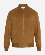 Dominic-Sherwood-Movie-Haunted-Wedding-2024-Suede-Leather-Bomber-Jacket