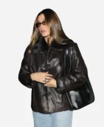 Hailey-Bieber-Fur-Collar-Brown-Leather-Jacket