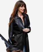 Materialists-Dakota-Johnson-Black-Leather-Blazer