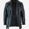 Mens-Black-Belted-34-Biker-Long-Leather-Jacket