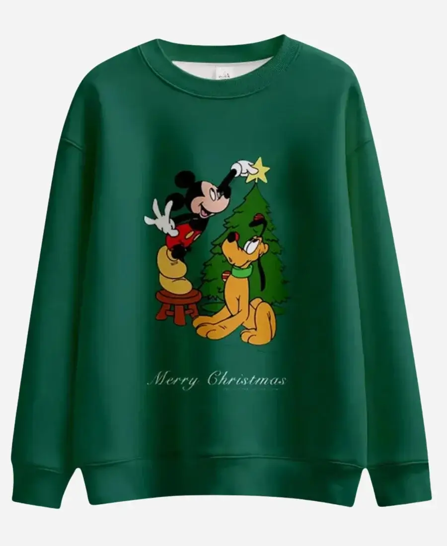 Mickey-Mouse-Friends-Christmas-Dark-Green-Sweatshirt