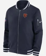 NFL-Chicago-Bears-Sideline-Coaches-Zip-Up-Blue-Bomber-Jacket-For-Sale