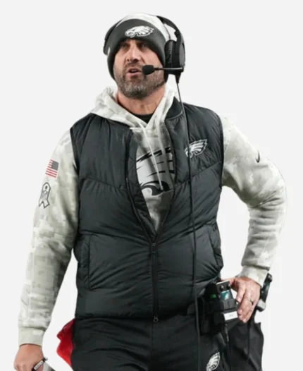 Nick-Sirianni-2024-Philadelphia-Eagles-Black-Puffer-Vest