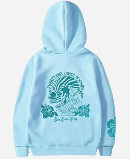 Pink-Palm-Puff-Fleece-Everything-Comes-in-Waves-Blue-Pullover-Hoodie-For-Sale