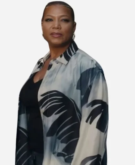 Queen-Latifah-The-Equalizer-S5-Palm-Leaf-Print-Coat