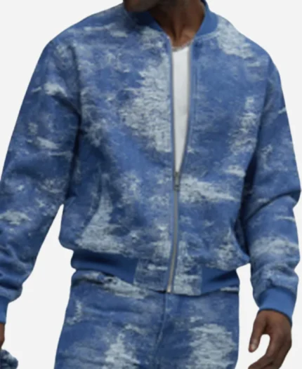 Sherri-Jawn-Murray-Blue-Textured-Bomber-Jacket-For-Sale