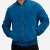 Sonny-Hayes-Movie-Formula-1-2025-Brad-Pitt-Blue-Suede-Leather-Bomber-Jacket