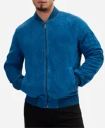 Sonny-Hayes-Movie-Formula-1-2025-Brad-Pitt-Blue-Suede-Leather-Bomber-Jacket