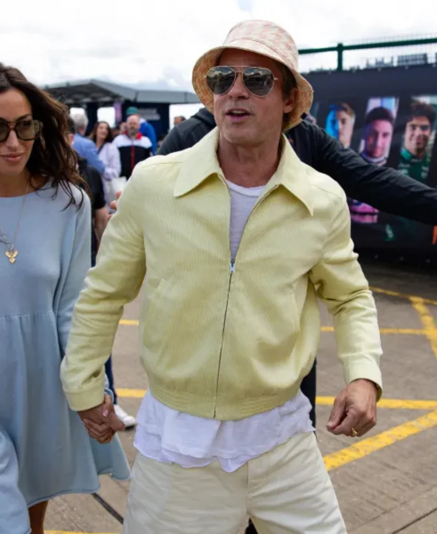 Sonny-HayesF1-British-Grand-Prix-Brad-Pitt-Yellow-Cotton-Jacket