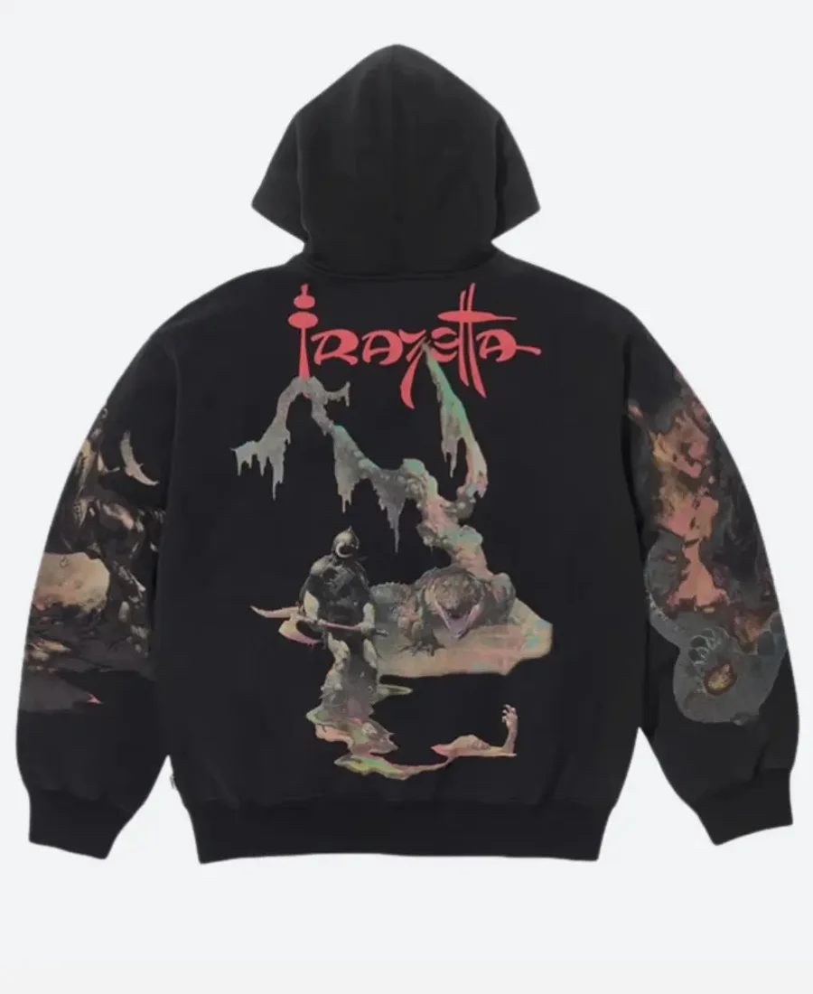 Supreme-x-Frazetta-Zip-Up-Black-Hoodie-For-Unisex