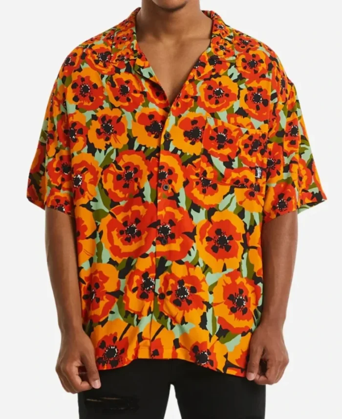 TV-Series-Home-And-Away-2024-Orange-Poppy-Print-Short-Sleeves-Shirt