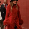 Taylor Swift Chiefs Game Red Faux Fur Coat