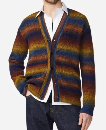 Teddy-Tascioni-Tv-Series-Elsbeth-Season-02-Ben-Levi-Ross-Multi-Striped-V-Neck-Cardigan