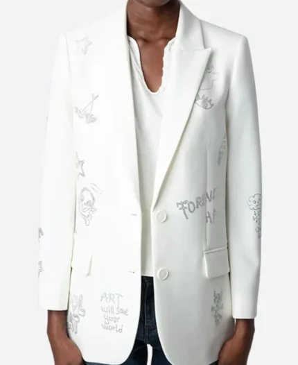 TruRose-TV-Series-Elsbeth-S02-Ciara-Renee-White-Embellished-Graphic-Blazer