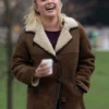 We-live-in-Time-Florence-Pugh-Brown-Shearling-Jacket