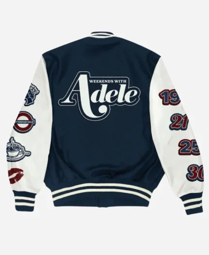 Weekend-with-Adele-Navy-and-White-Wool-Letterman-Jacket-For-Unisex