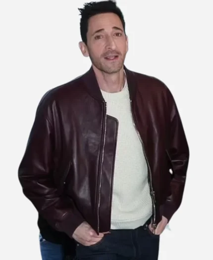 Adrien Brody Maroon Biker Jacket