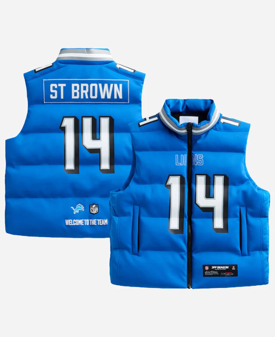 Amon-Ra St. Brown Detroit Lions Puffer Vest Amon-Ra St. Brown Detroit Lions Puffer Vest