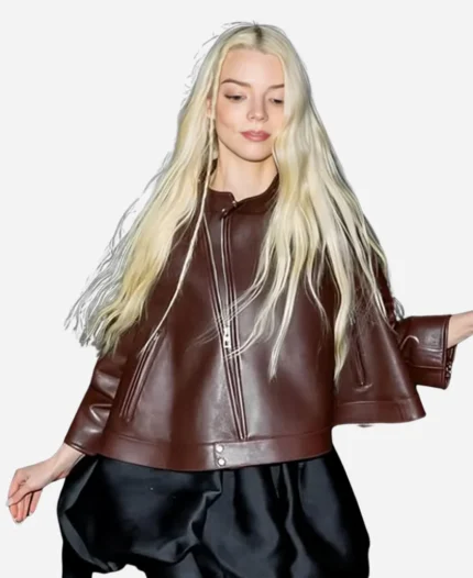 Anya Taylor Drew Barrymore Show Leather Jacket