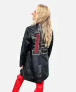 Chiefs Brittany Mahomes Black Leather Coat