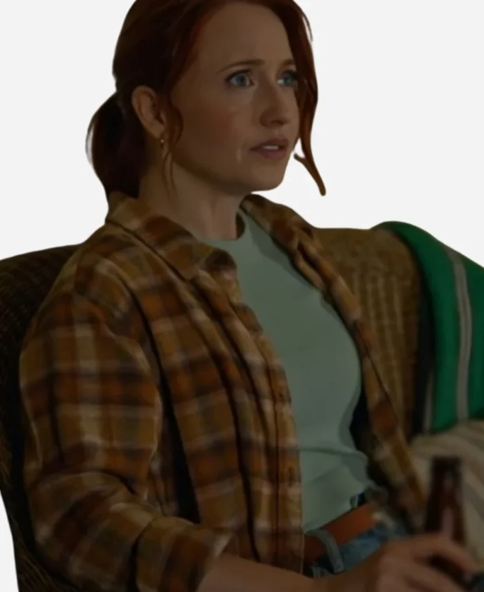 Emily-Tennant-The-Wish-Swap-2025-Yellow-Checkered-Shirt