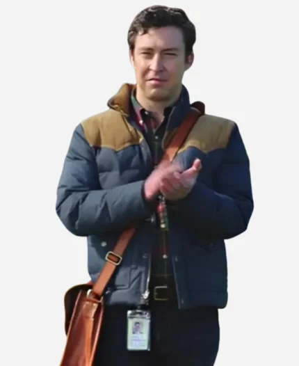 Brian Jordan Alvarez Movie English Teacher 2024 Evan Blue Puffer Jacket