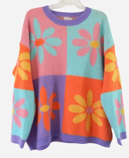 Evan Lingo Season 02 Colorblock Pastel Floral Sweater