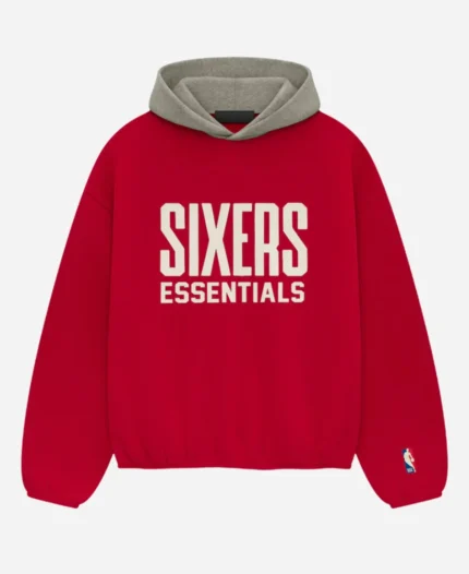 Fear Of God Essentials Sixers Pullover Red Hoodie