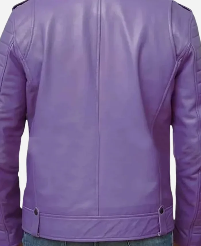 Eagles Jalen Hurts Purple Biker Leather Jacket