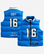 Jared Goff Detroit Lions Blue Puffer Vest