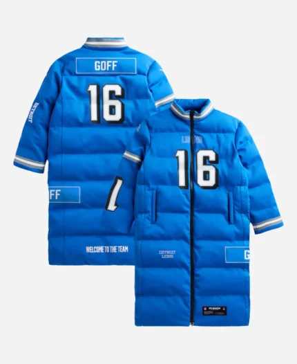 Jared Goff Detroit Lions Long Puffer Coat