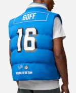 Jared Goff Detroit Lions Blue Puffer Vest