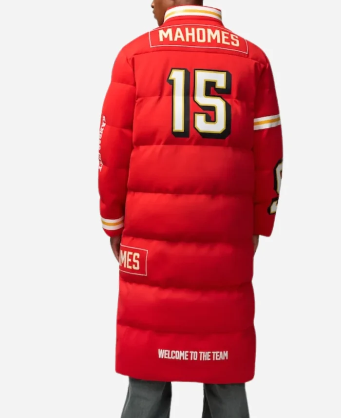 NFL Kansas City Chiefs Patrick Mahomes Off Season Red Long Puffer Coat