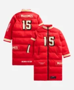 NFL Kansas City Chiefs Patrick Mahomes Off Season Red Long Puffer Coat