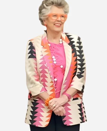 Prue Leith Great British Bake Off S015 Triangle Print Blazer