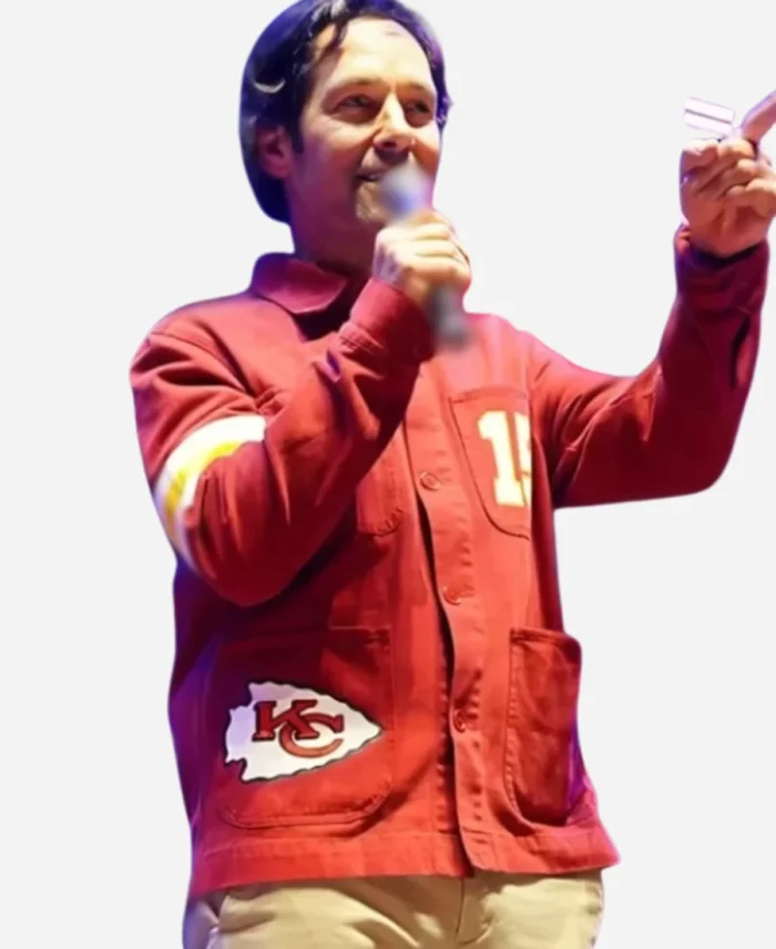 2024 Big Slick Celebrity Weekend Paul Rudd Chiefs Red Denim Jacket For Sale