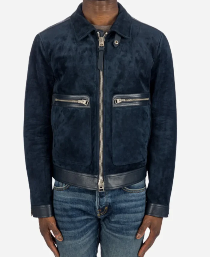 American Idol S22 Luke Bryan Blue Suede Jacket