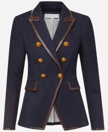 Catherine Tate TV Series Going Dutch 2025 Katja Vanderhoff Navy Blue Blazer