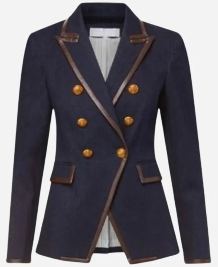 Catherine Tate TV Series Going Dutch 2025 Katja Vanderhoff Navy Blue Blazer