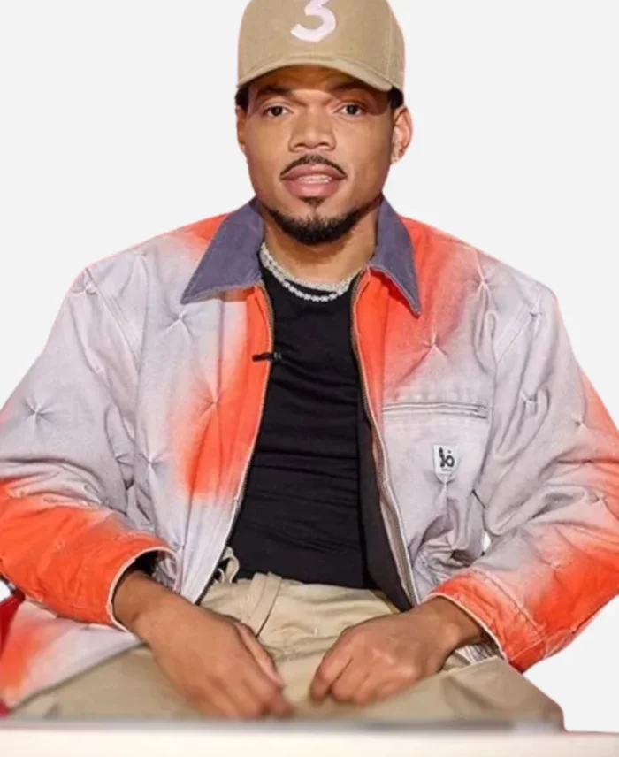 Chance-the-Rapper-Grey-and-Red-Denim-Jacket