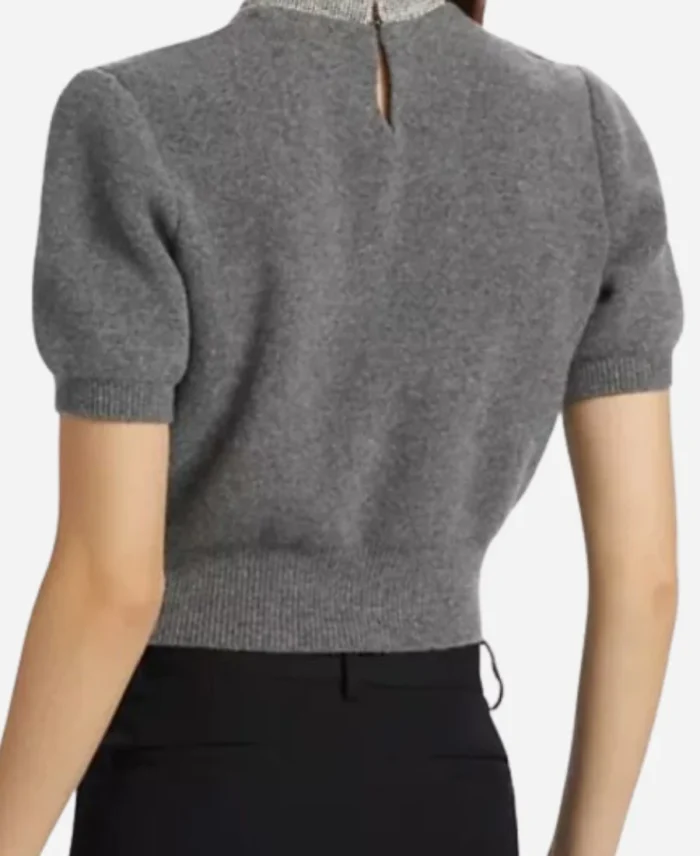 E! News Keltie Knight Embellished Trim Grey Sweater