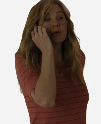 Ellen Pompeo Good American Family 2025 Kristine Barnett Striped Pink T-Shirt