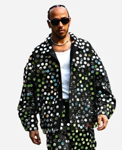 F1-Miami-Grand-Prix-2024-Lewis-Hamilton-Black-Sequin-Jacket