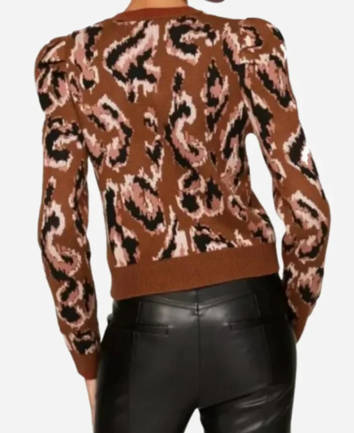 Ginger Zee Good Morning America Brown Animal Print Sweater